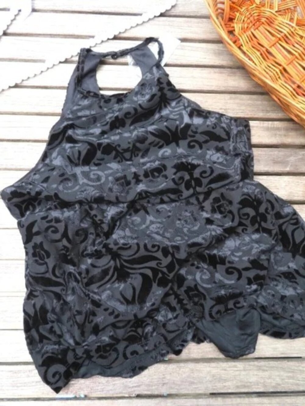 NWT Francesca's Black Velvet High Neck Top